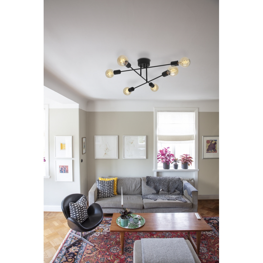 Cottex - Pinta-asennettava kattovalaisin BATON 6xE27/60W/230V musta