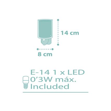 Dalber 41005H - LED Pieni lamppu pistorasiaan DOTS 1xE14/0,3W/230V