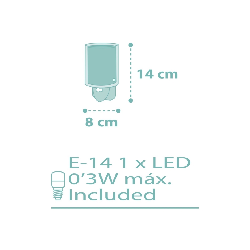 Dalber 41005H - LED Pieni lamppu pistorasiaan DOTS 1xE14/0,3W/230V