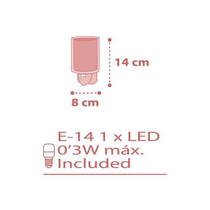 Dalber 41005S - LED Pieni lamppu pistorasiaan DOTS 1xE14/0,3W/230V