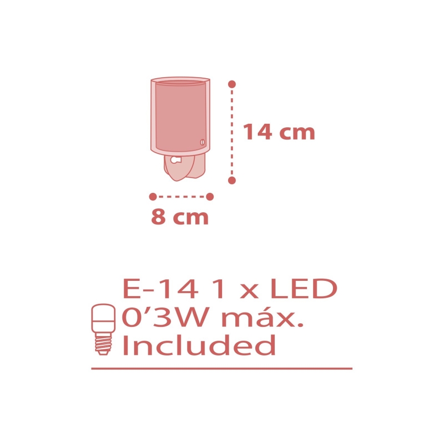 Dalber 41005S - LED Pieni lamppu pistorasiaan DOTS 1xE14/0,3W/230V