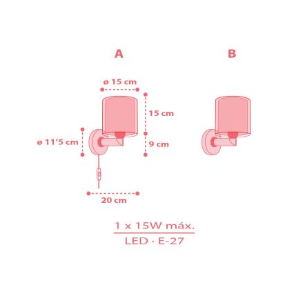 Dalber 41199 - Lasten seinävalaisin RAINBOW 1xE27/15W/230V monivärinen
