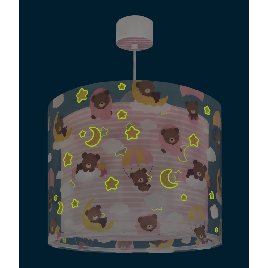 Dalber 41572S - Lasten kattovalaisin BABY TEDDY 1xE27/15W/230V vaaleanpunainen