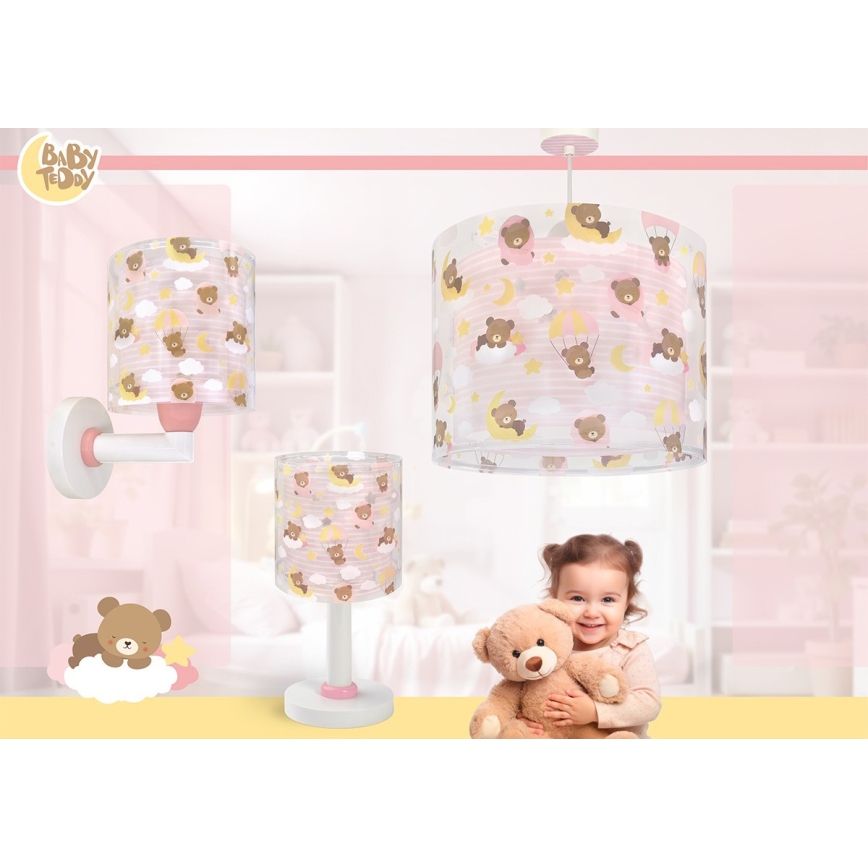 Dalber 41572S - Lasten kattovalaisin BABY TEDDY 1xE27/15W/230V vaaleanpunainen