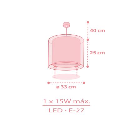 Dalber 41572S - Lasten kattovalaisin BABY TEDDY 1xE27/15W/230V vaaleanpunainen