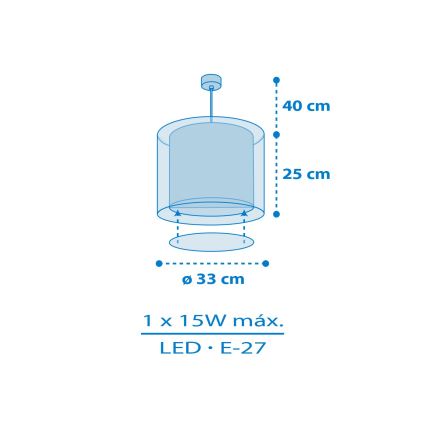 Dalber 41572T - Lasten kattovalaisin BABY TEDDY 1xE27/15W/230V, sininen