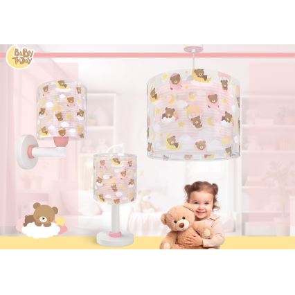 Dalber 41579S - Lasten seinävalaisin BABY TEDDY 1xE27/15W/230V vaaleanpunainen