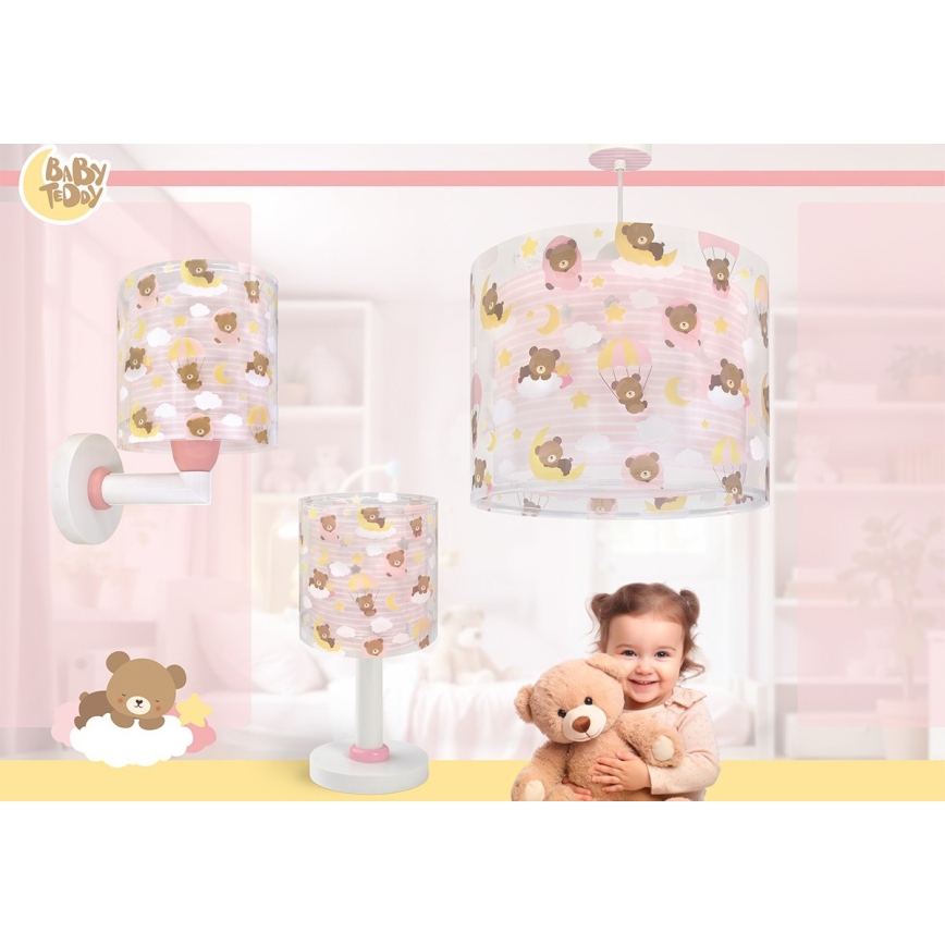 Dalber 41579S - Lasten seinävalaisin BABY TEDDY 1xE27/15W/230V vaaleanpunainen