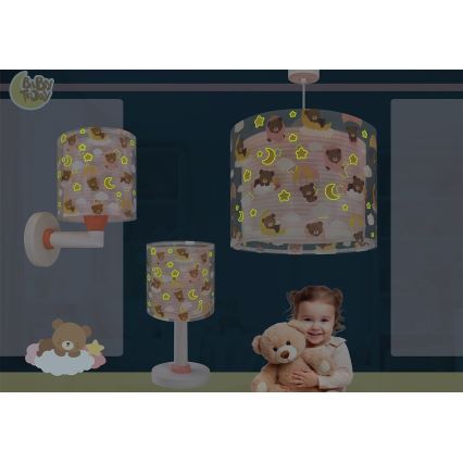 Dalber 41579S - Lasten seinävalaisin BABY TEDDY 1xE27/15W/230V vaaleanpunainen
