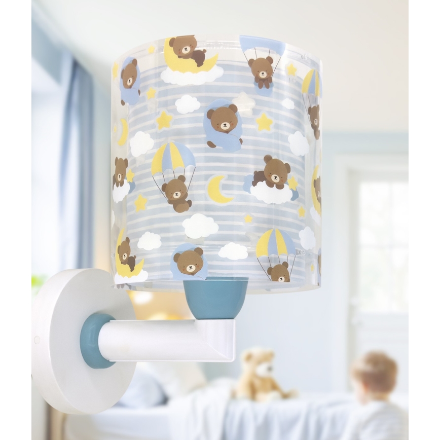 Dalber 41579T - Lasten seinävalaisin BABY TEDDY 1xE27/15W/230V sininen