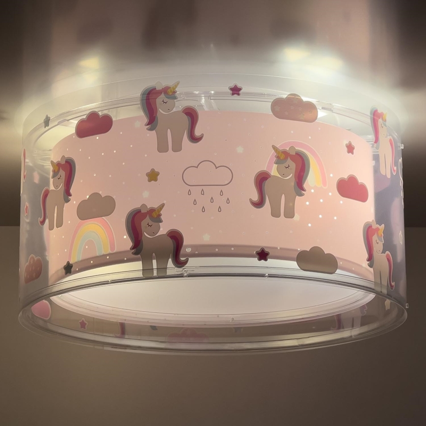 Dalber 41596 - Lasten kattovalaisin UNICORNS 2xE27/60W/230V