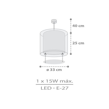 Dalber 41762E - Lasten kattovalaisin KAWAII FRIENDS 1xE27/15W/230V harmaa