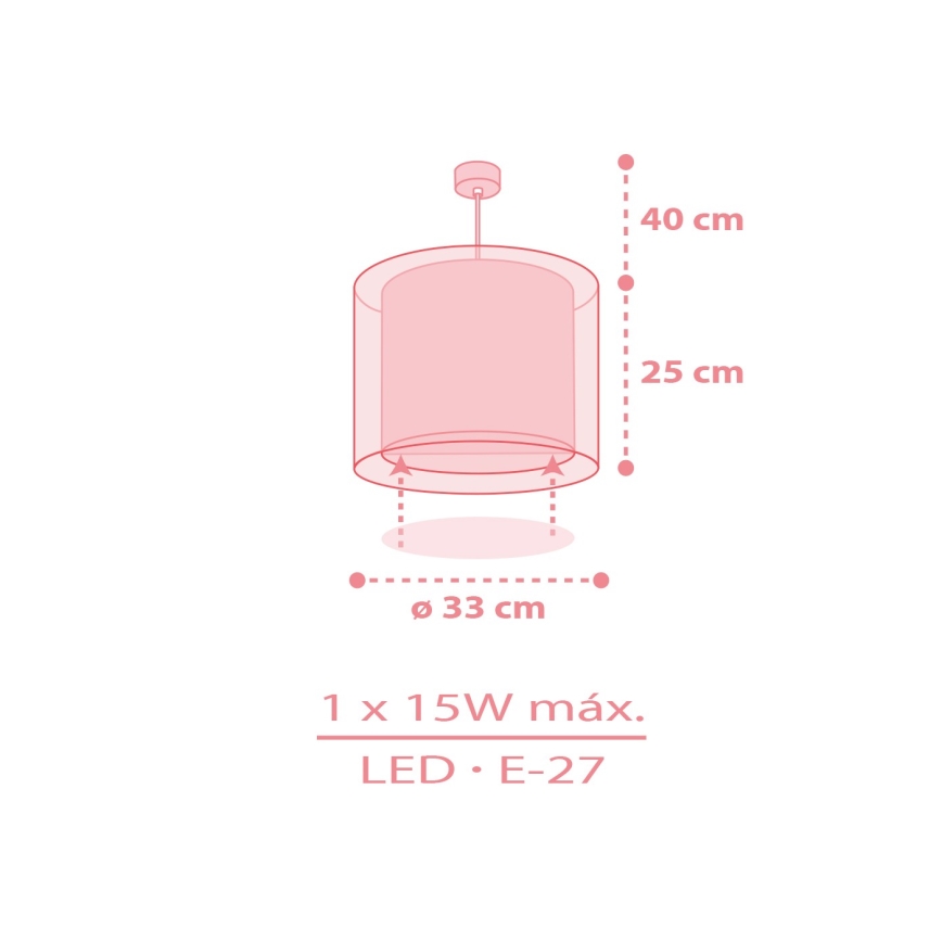 Dalber 41762S - Lasten kattovalaisin KAWAII FRIENDS 1xE27/15W/230V vaaleanpunainen