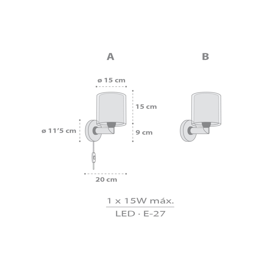 Dalber 41769E - Lasten seinävalaisin KAWAII FRIENDS 1xE27/15W/230V harmaa