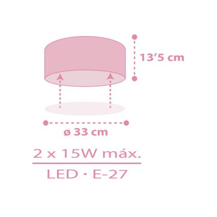 Dalber 42006S - Lasten kattovalaisin COLOR LIGHT 2xE27/15W/230V vaaleanpunainen