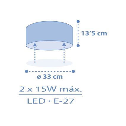 Dalber 42006T - Lasten kattovalaisin COLOR LIGHT 2xE27/15W/230V sininen