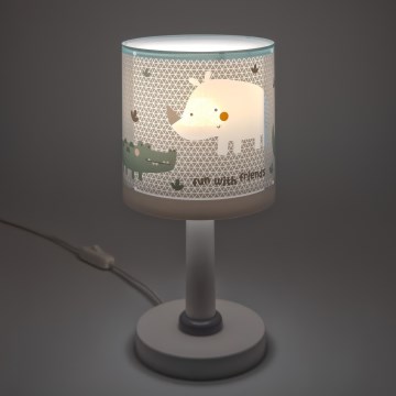 Dalber 60621N - LED lasten pöytävalaisin RHINO&CROCO 1xG4/4W/230V harmaa