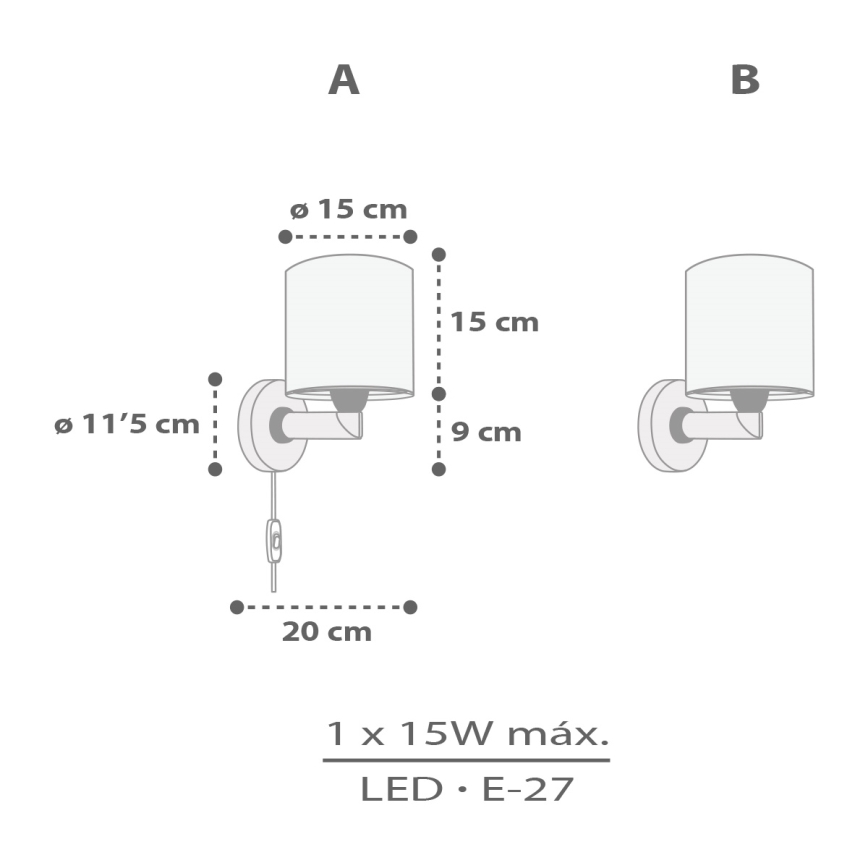 Dalber 60629 - Lasten seinävalaisin RHICO AND CROCO 1xE27/15W/230V