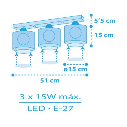 Dalber 60653 - Lasten kattovalaisin MERIROSVO ISLAND 3xE27/15W/230V