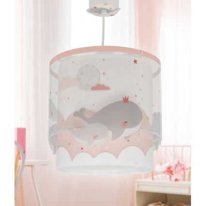 Dalber 61172S - Lasten kattokruunu WHALE DREAMS 1xE27/15W/230V vaaleanpunainen
