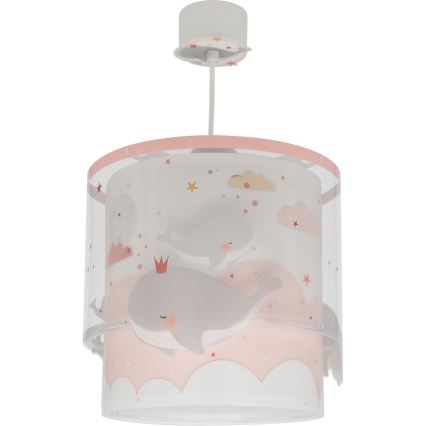 Dalber 61172S - Lasten kattokruunu WHALE DREAMS 1xE27/15W/230V vaaleanpunainen