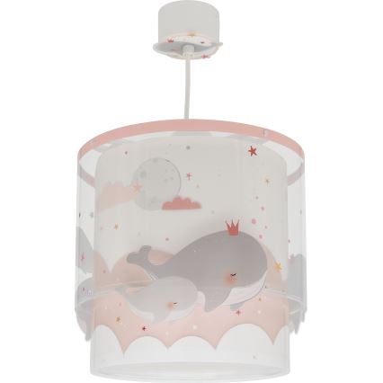 Dalber 61172S - Lasten kattokruunu WHALE DREAMS 1xE27/15W/230V vaaleanpunainen