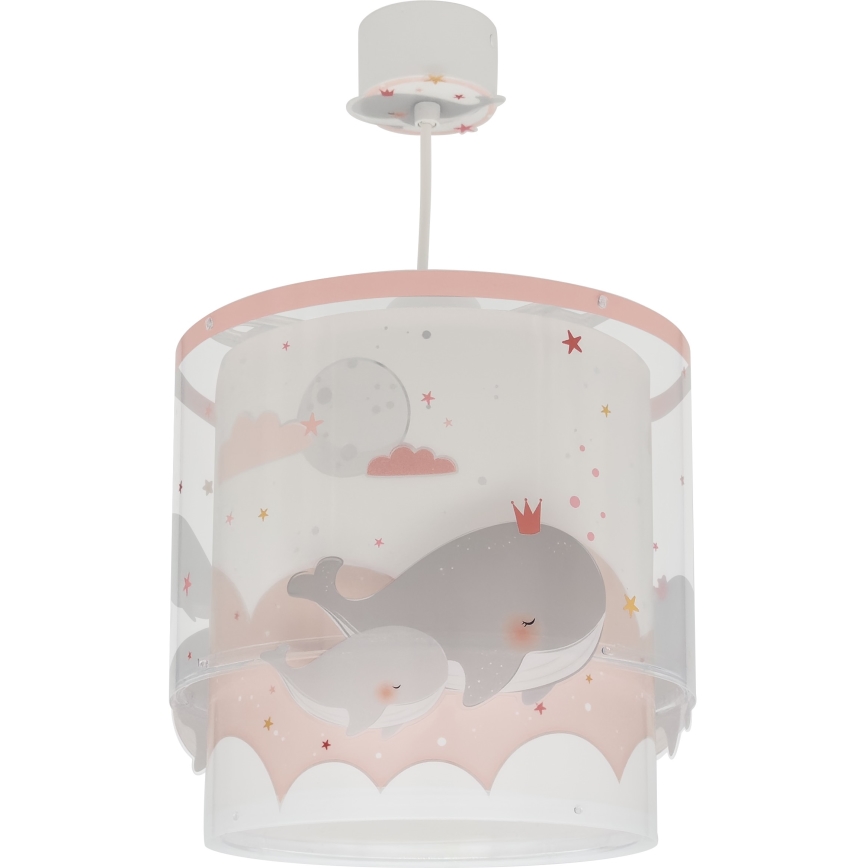 Dalber 61172S - Lasten kattokruunu WHALE DREAMS 1xE27/15W/230V vaaleanpunainen
