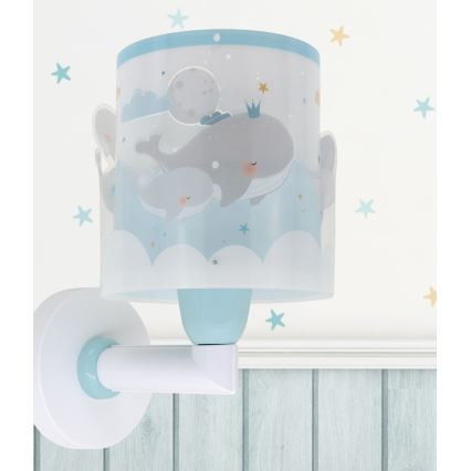 Dalber 61179T - Lasten seinävalaisin WHALE DREAMS 1xE27/15W/230V sininen