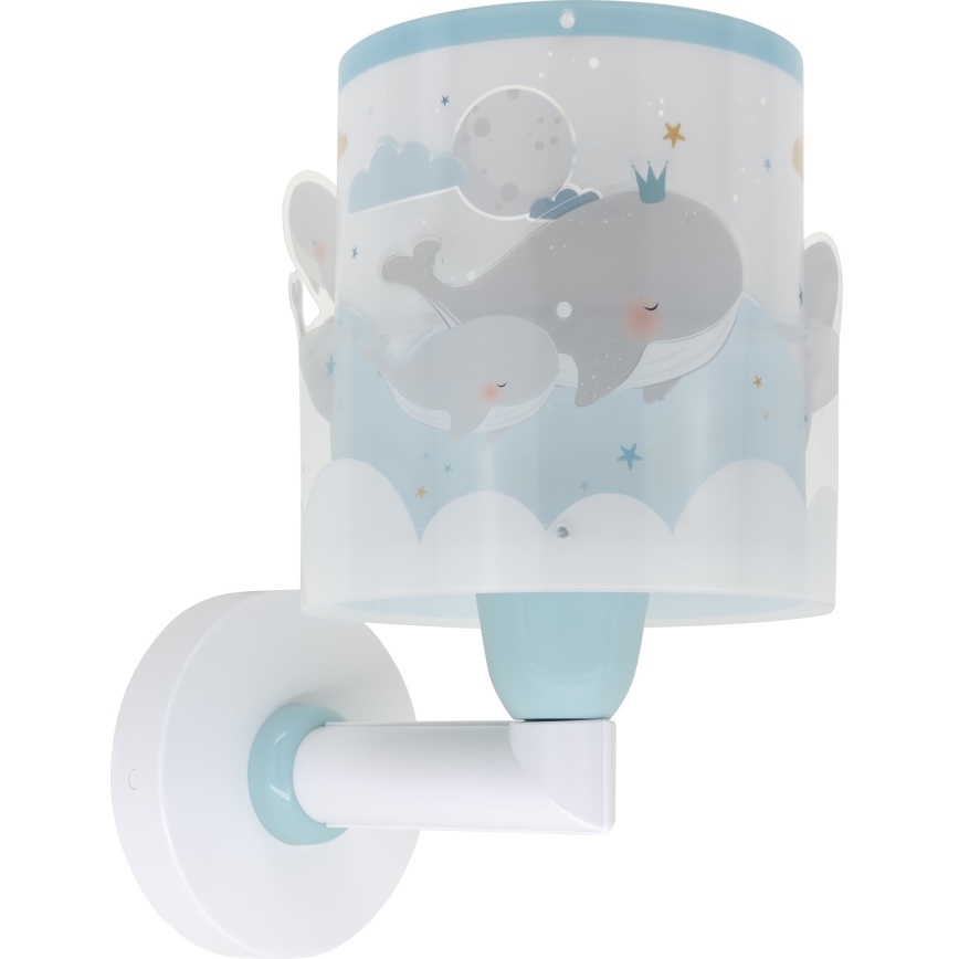 Dalber 61179T - Lasten seinävalaisin WHALE DREAMS 1xE27/15W/230V sininen