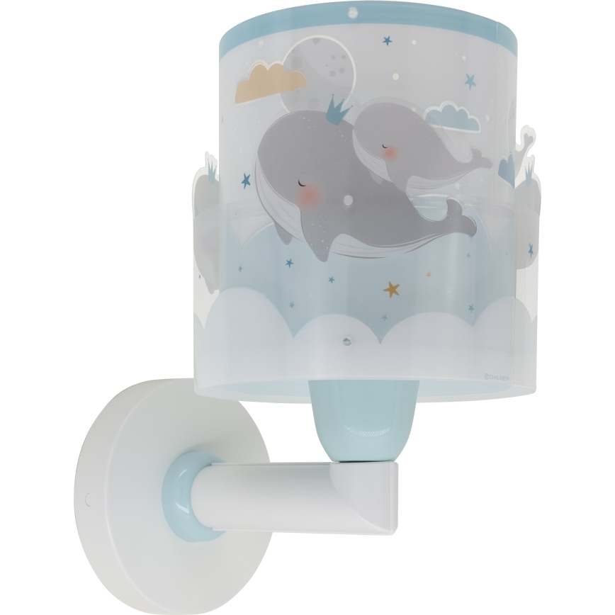 Dalber 61179T - Lasten seinävalaisin WHALE DREAMS 1xE27/15W/230V sininen