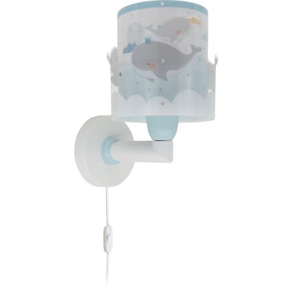 Dalber 61179T - Lasten seinävalaisin WHALE DREAMS 1xE27/15W/230V sininen