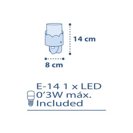 Dalber 61235T - LED Pieni lamppu pistorasiaan MOON 1xE14/0,3W/230V