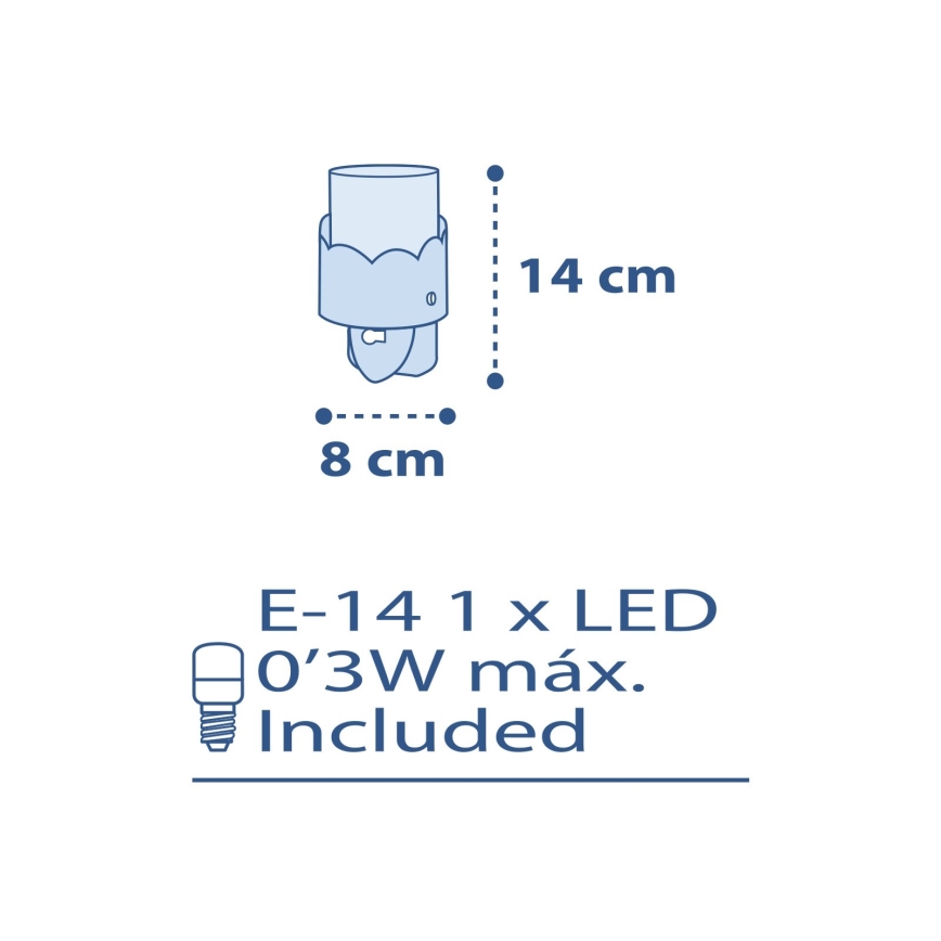 Dalber 61235T - LED Pieni lamppu pistorasiaan MOON 1xE14/0,3W/230V