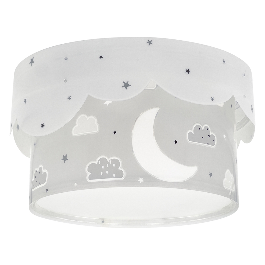 Dalber 61236E - Lasten kattovalaisin MOON 2xE27/60W/230V harmaa