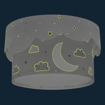 Dalber 61236E - Lasten kattovalaisin MOON 2xE27/60W/230V harmaa