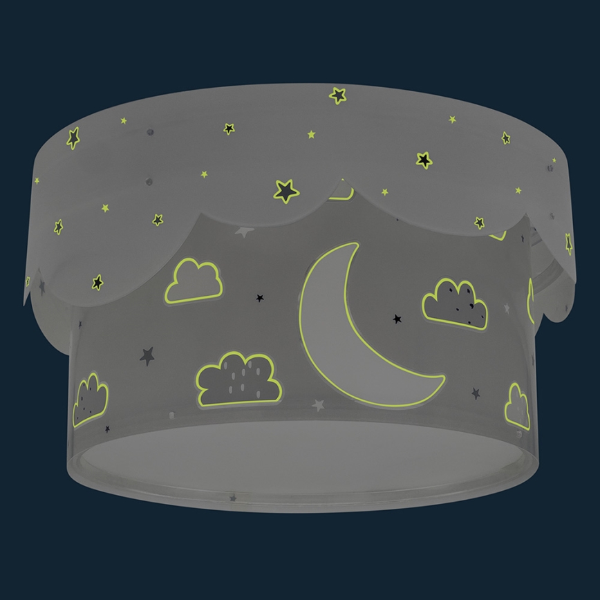 Dalber 61236E - Lasten kattovalaisin MOON 2xE27/60W/230V harmaa