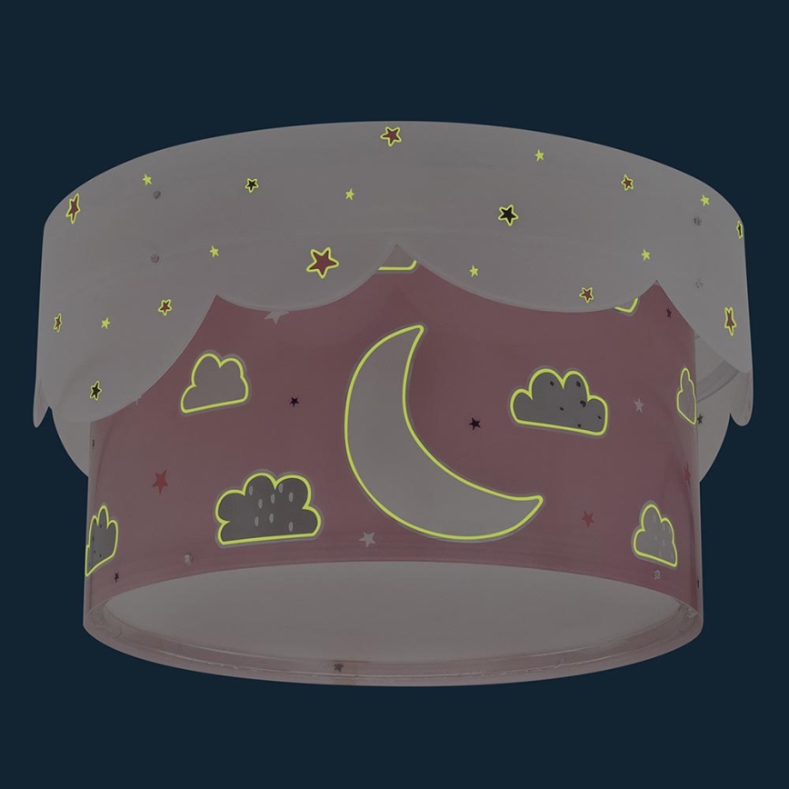 Dalber 61236S - Lasten kattovalaisin MOON 2xE27/60W/230V pinkki