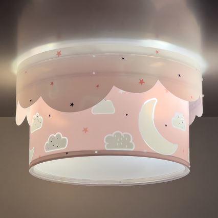 Dalber 61236S - Lasten kattovalaisin MOON 2xE27/60W/230V pinkki