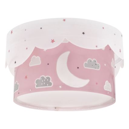 Dalber 61236S - Lasten kattovalaisin MOON 2xE27/60W/230V pinkki