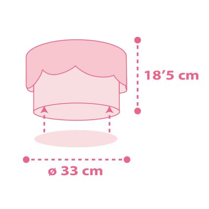 Dalber 61236S - Lasten kattovalaisin MOON 2xE27/60W/230V pinkki