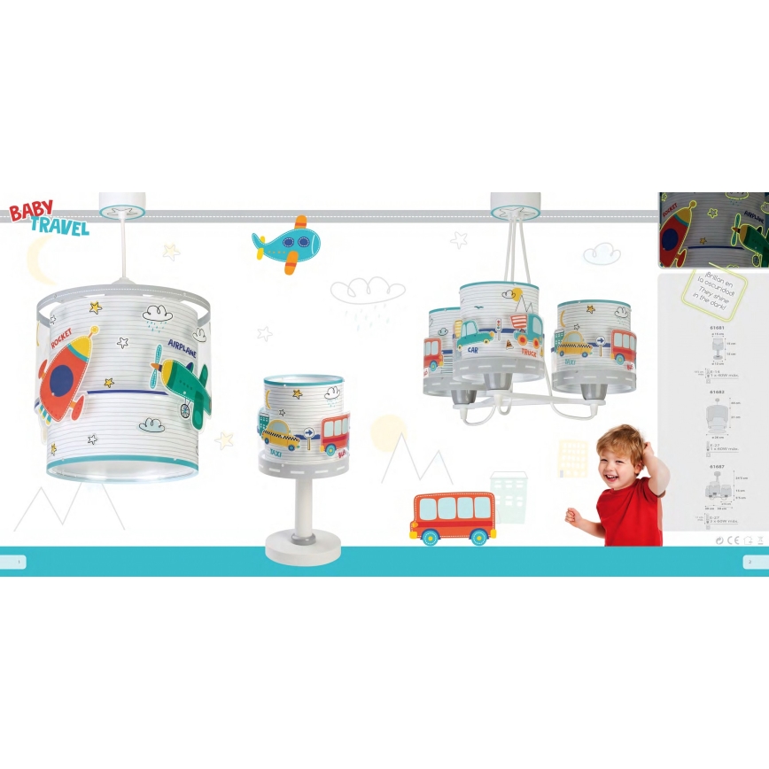 Dalber 61687 - Lasten kattokruunu BABY TRAVEL 3xE27/60W/230V
