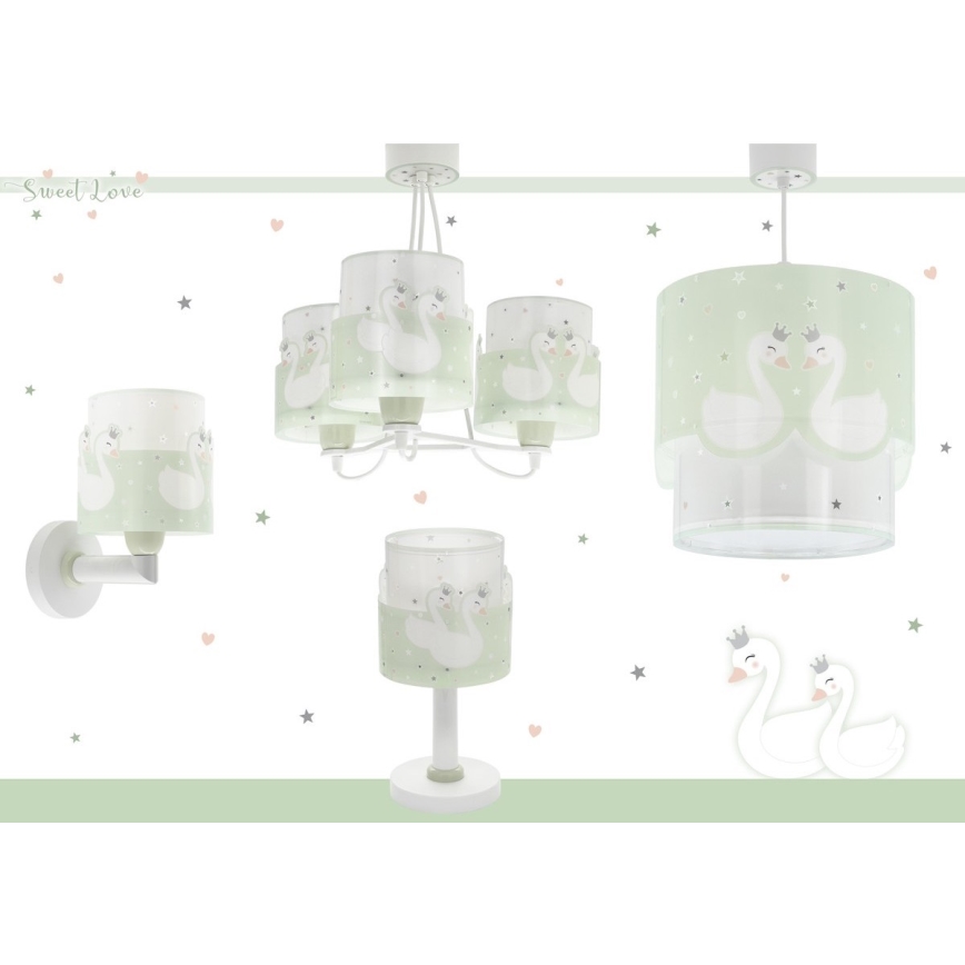 Dalber 61712H - Lastenriippuvalaisin SWEET LOVE 1xE27/60W/230V vihreä