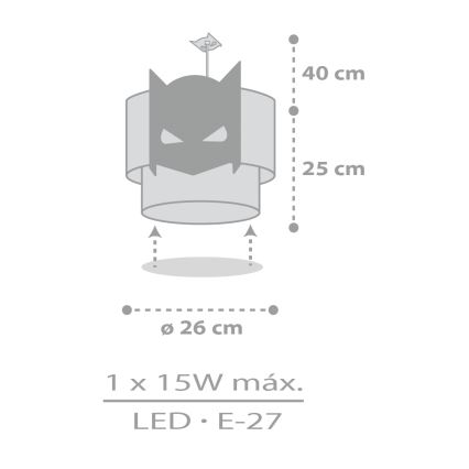 Dalber 61802 - Lasten kattokruunu DARK HERO 1xE27/15W/230V