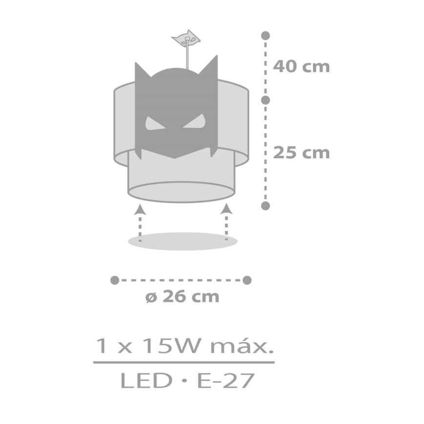 Dalber 61802 - Lasten kattokruunu DARK HERO 1xE27/15W/230V