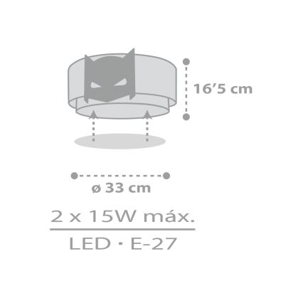 Dalber 61806 - Lasten kattovalaisin DARK HERO 2xE27/15W/230V