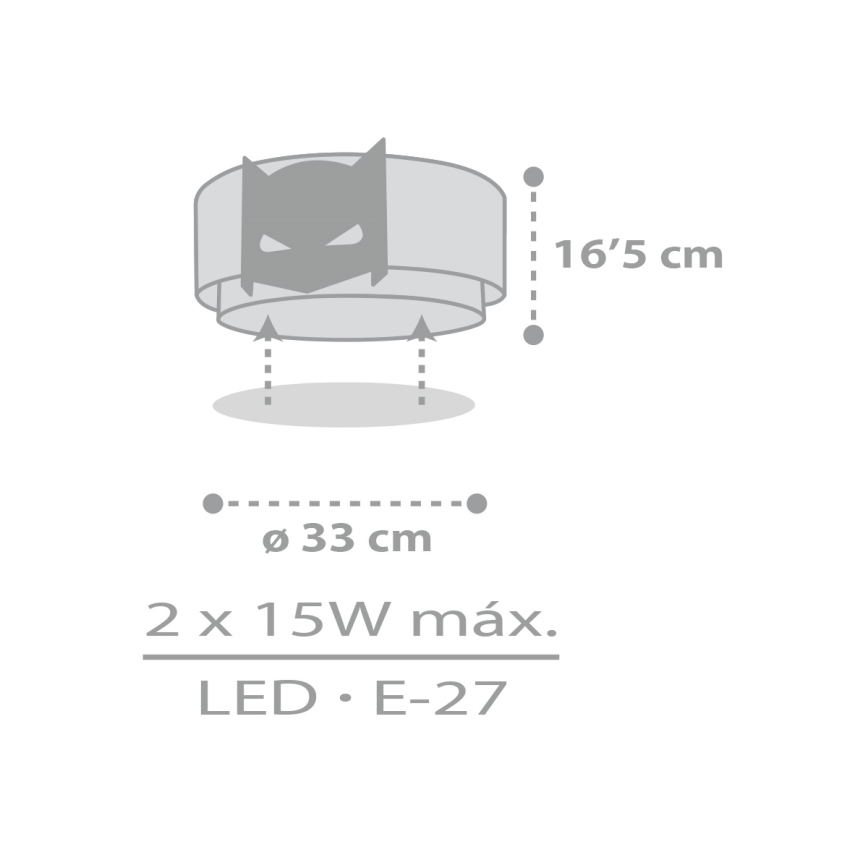 Dalber 61806 - Lasten kattovalaisin DARK HERO 2xE27/15W/230V