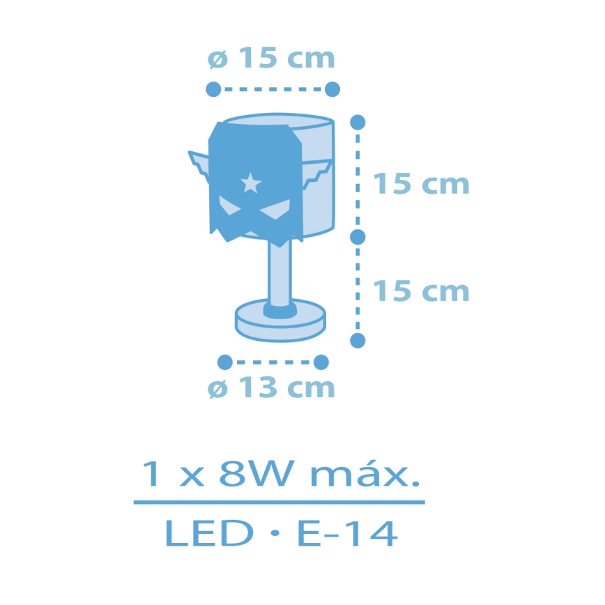 Dalber 61811 - Lasten lamppu SININEN HERO 1xE14/8W/230V