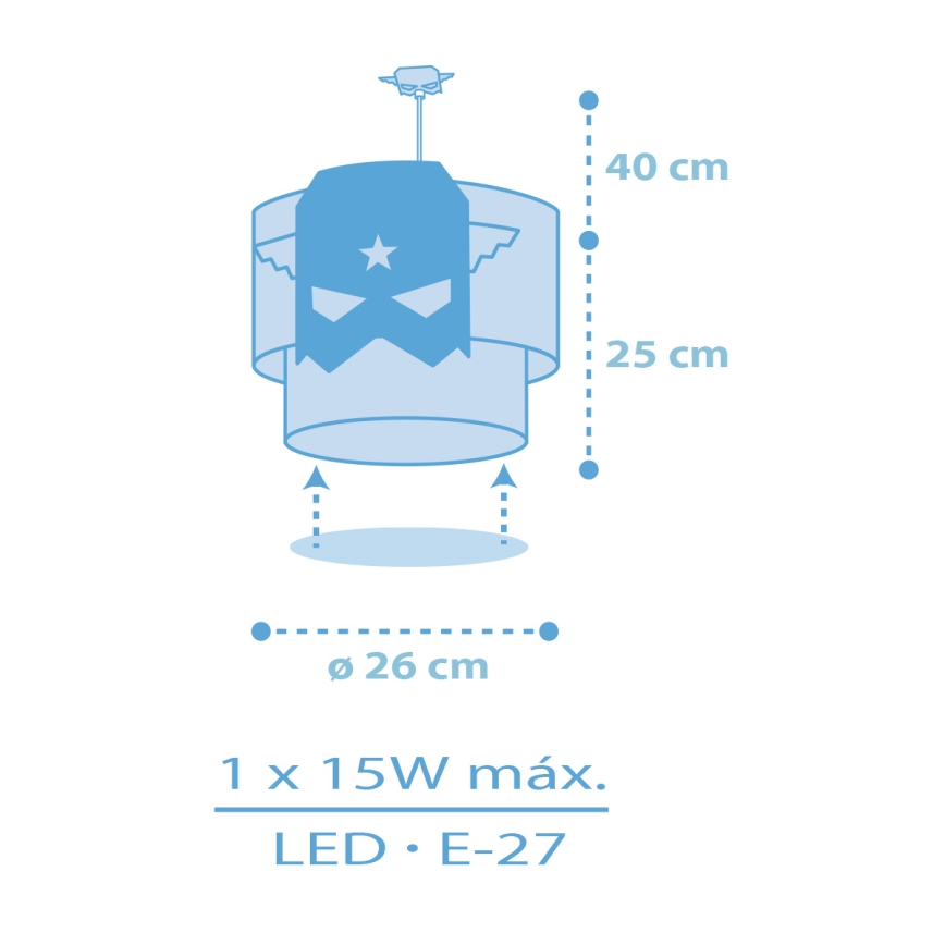 Dalber 61812 - Lasten kattokruunu SININEN HERO 1xE27/15W/230V