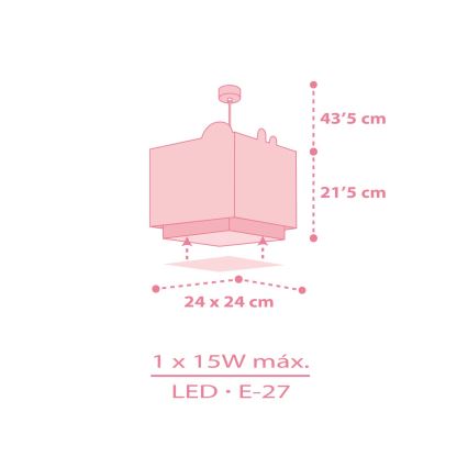 Dalber 63112S - Lasten kattokruunu JUNGLE 1xE27/15W/230V pinkki