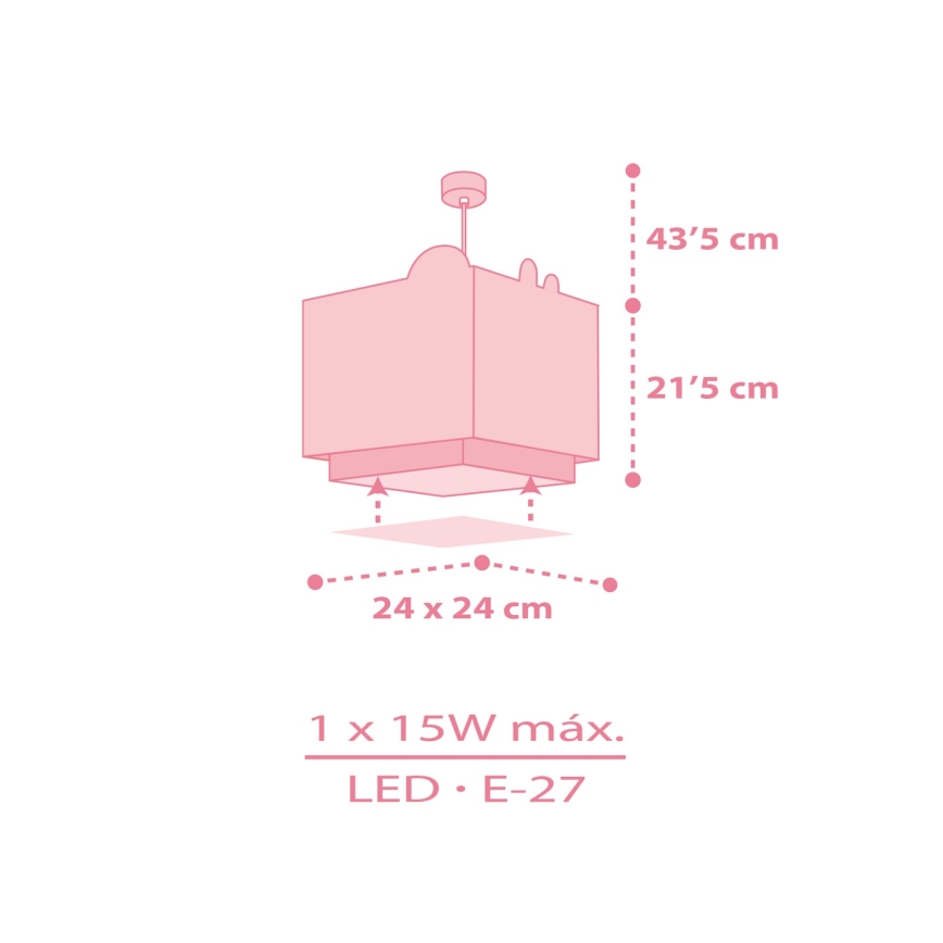 Dalber 63112S - Lasten kattokruunu JUNGLE 1xE27/15W/230V pinkki